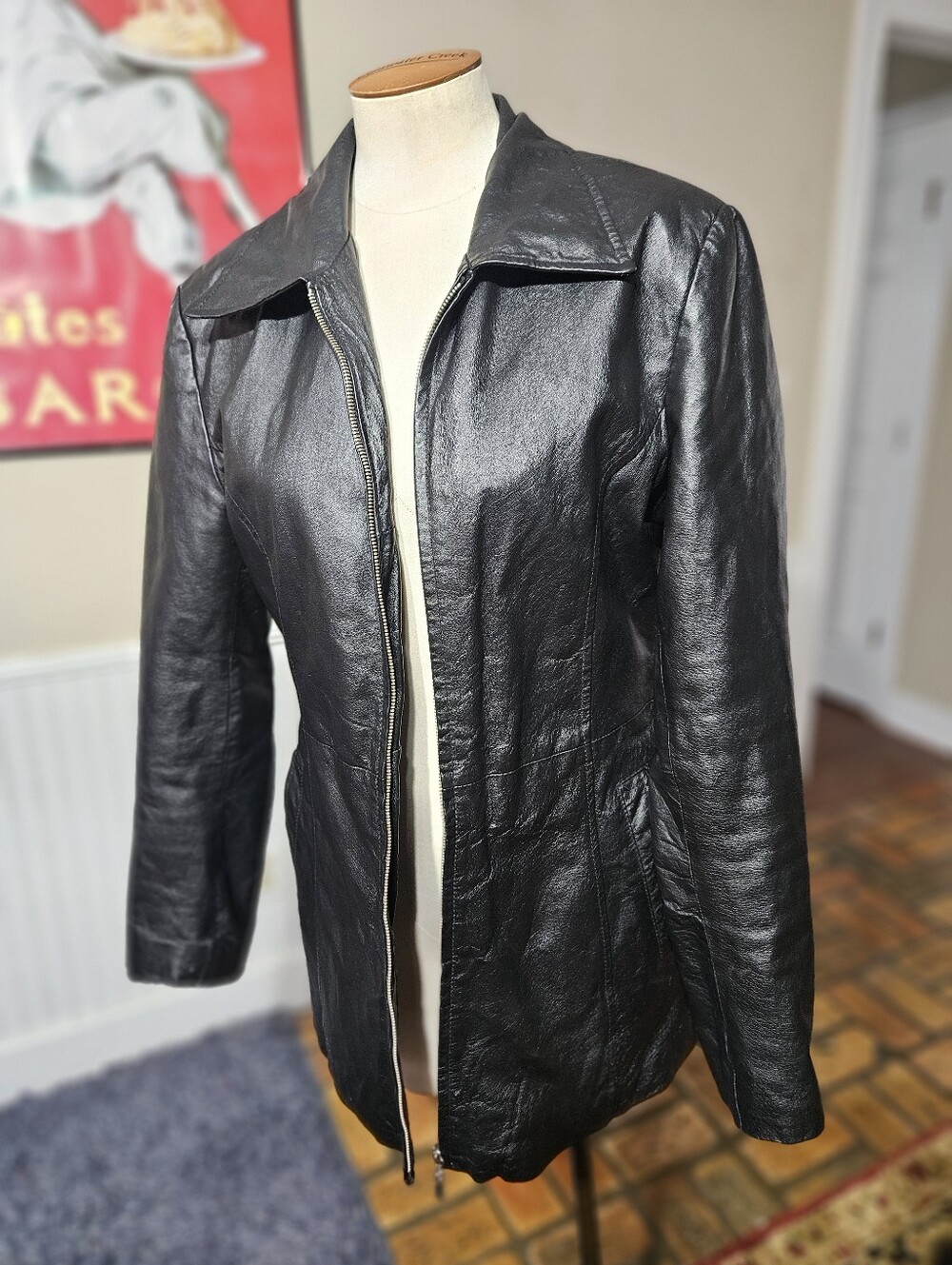 VTG 90s Oscar Piel Black Leather Jacket Medium